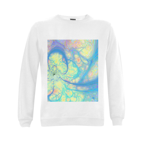 Blue Angel, Abstract Cosmic Azure Lemon Gildan Crewneck Sweatshirt(NEW) (Model H01)