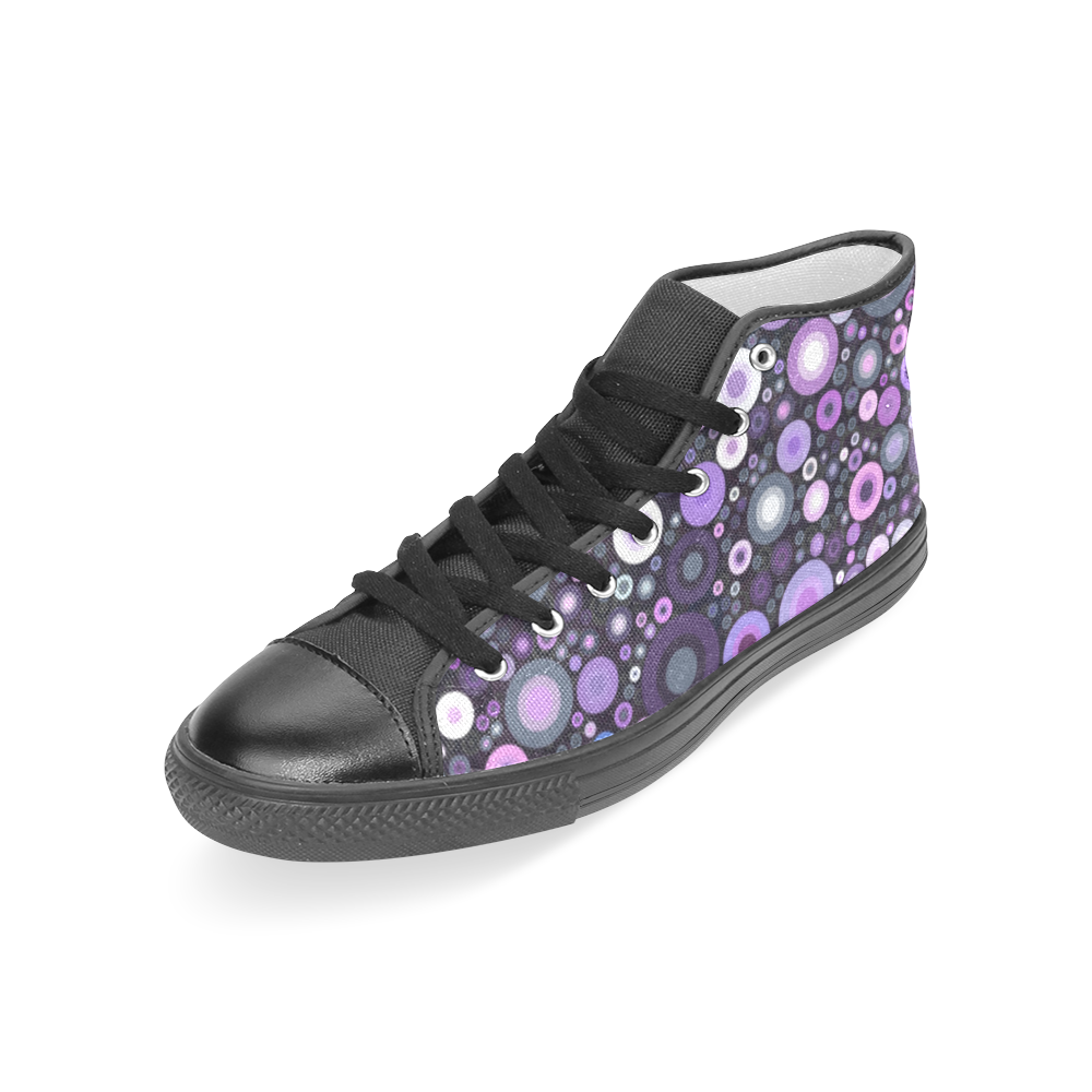 Lavender Bubbles At Midnight Women's Classic High Top Canvas Shoes (Model 017)