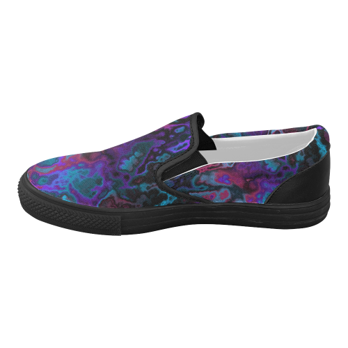 black blue pink purple abstract Women's Slip-on Canvas Shoes (Model 019)