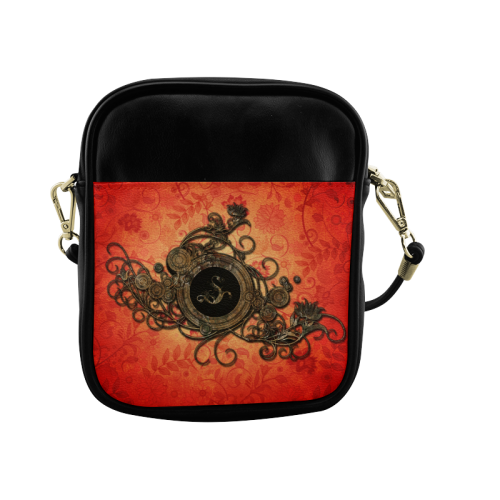 Decorative design, red and black Sling Bag (Model 1627)