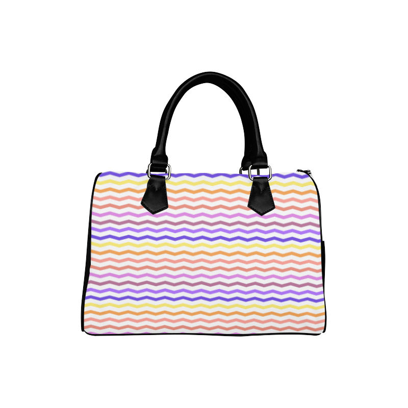 Colorfull Zig Zag Pattern Chevron White Boston Handbag (Model 1621)