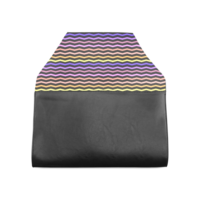 Colorfull Zig Zag Pattern Chevron Black Clutch Bag (Model 1630)