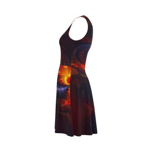 Butterfly Eyes, Abstract Violet Gold Wings Atalanta Sundress (Model D04)