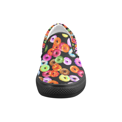 Colorful Yummy DONUTS pattern Men's Slip-on Canvas Shoes (Model 019)