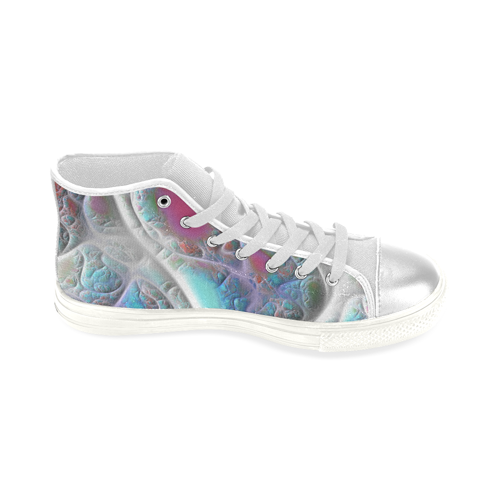 Blue & White Quilt, Abstract Delight Women's Classic High Top Canvas Shoes (Model 017)