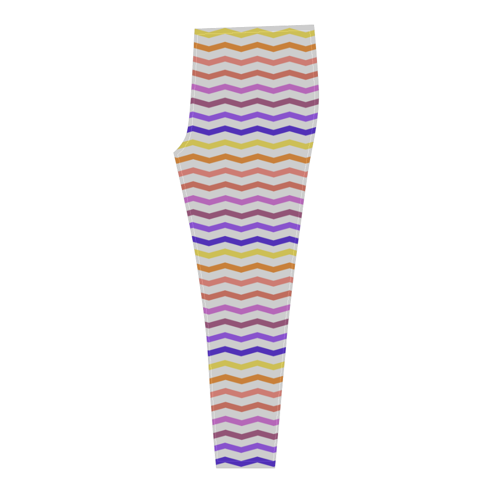 Colorfull Zig Zag Pattern Chevron White Cassandra Women's Leggings (Model L01)