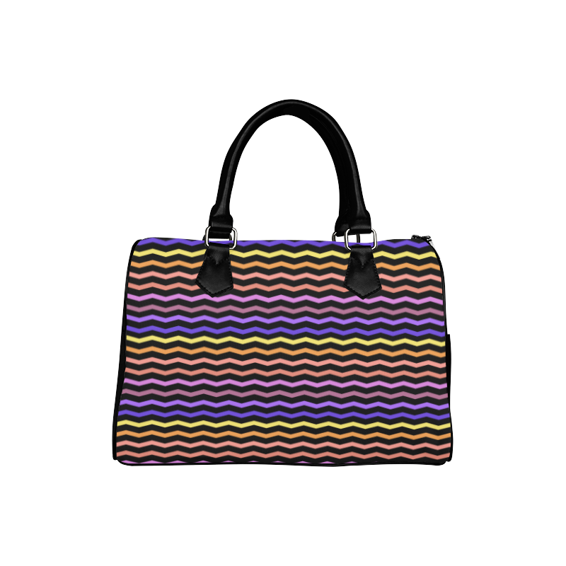 Colorfull Zig Zag Pattern Chevron Black Boston Handbag (Model 1621)