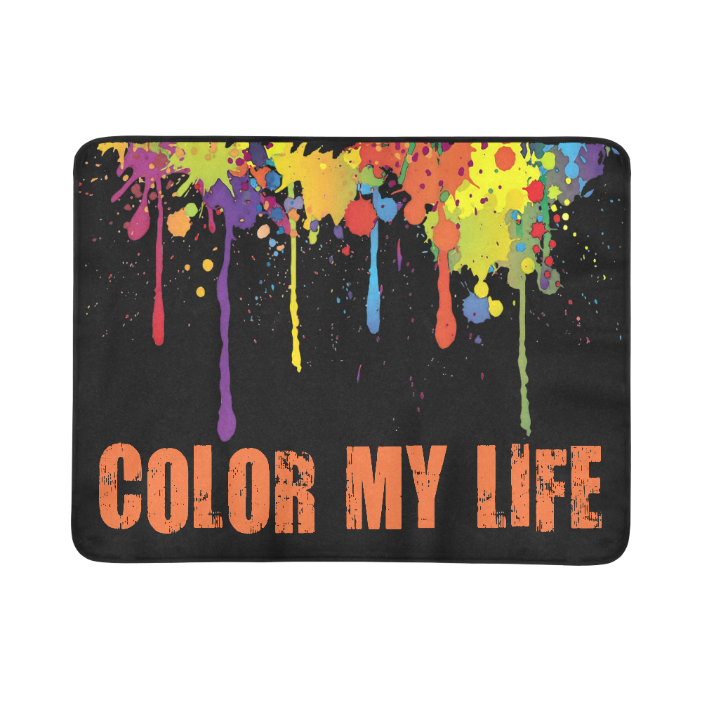 Crazy multicolored running SPLASHES + COLOR MY LIFE Beach Mat 78"x 60"