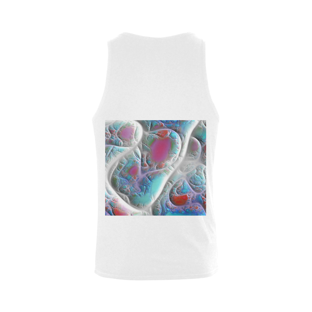 Blue & White Quilt, Abstract Delight Men's Shoulder-Free Tank Top (Model T33)
