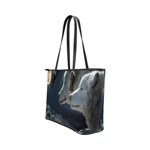Wolven Love By The Light Of The Moon Leather Tote Bag/Small (Model 1651)