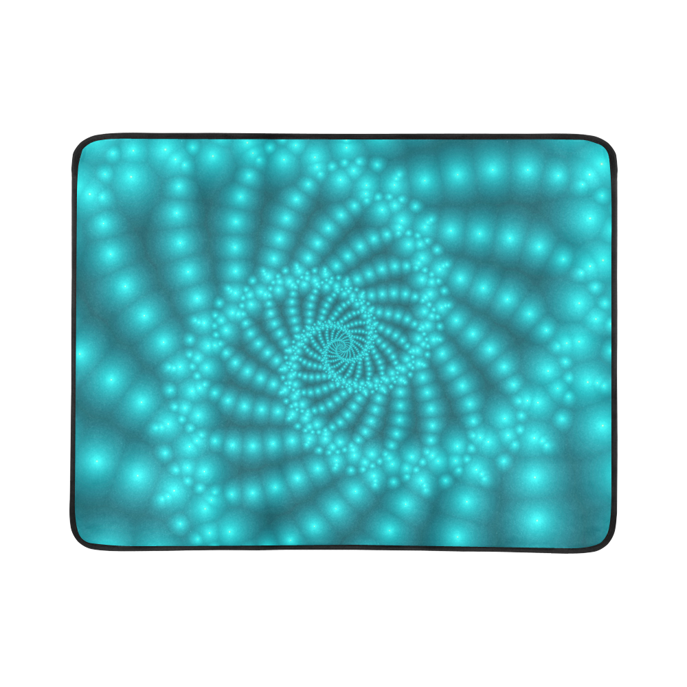 Glossy Turquoise Beads Spiral Fractal Beach Mat 78"x 60"