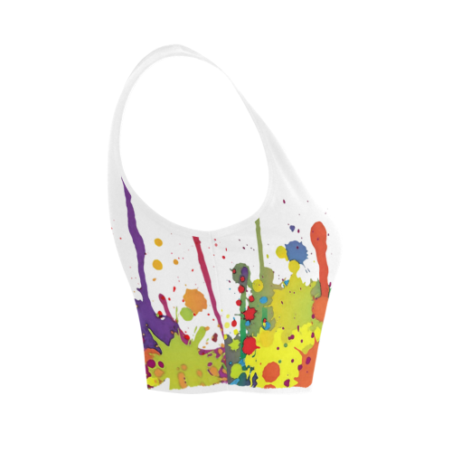 Crazy multicolored running SPLASHES Women's Crop Top (Model T42)