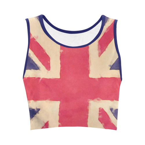 British UNION JACK flag grunge style Women's Crop Top (Model T42)