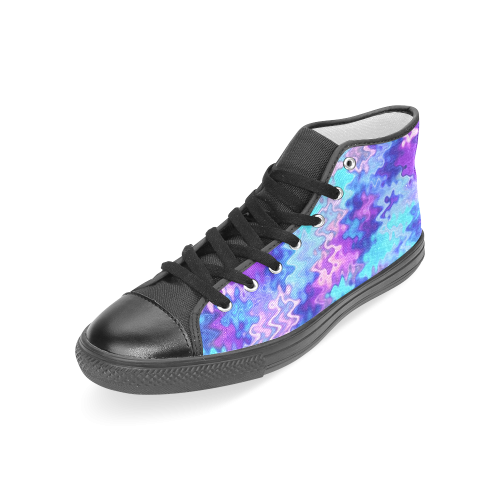 Blue Purple Marble Waves Women's Classic High Top Canvas Shoes (Model 017)
