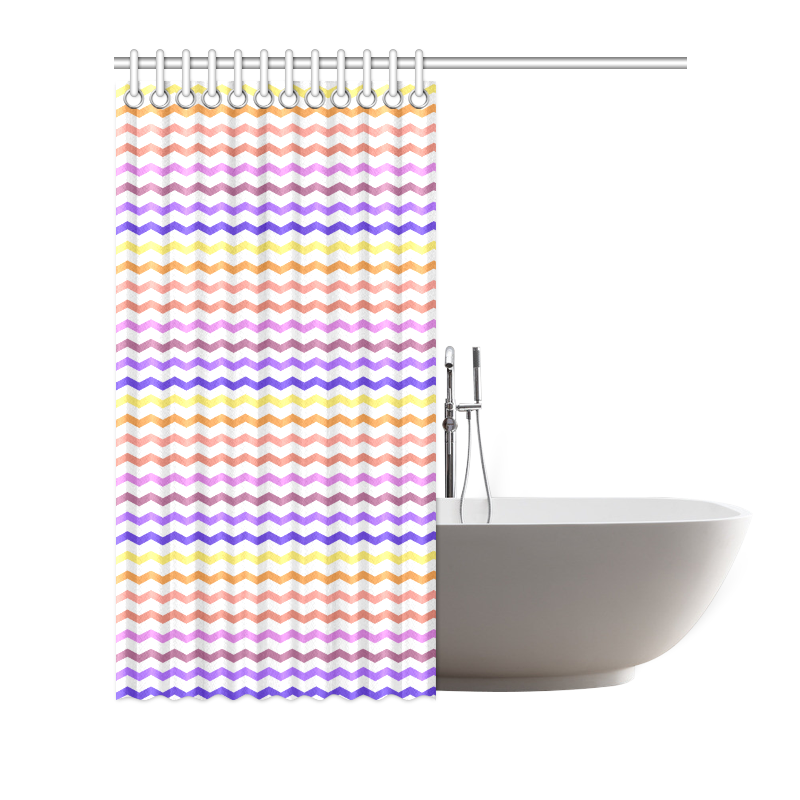 Colorfull Zig Zag Pattern Chevron White Shower Curtain 72"x72"