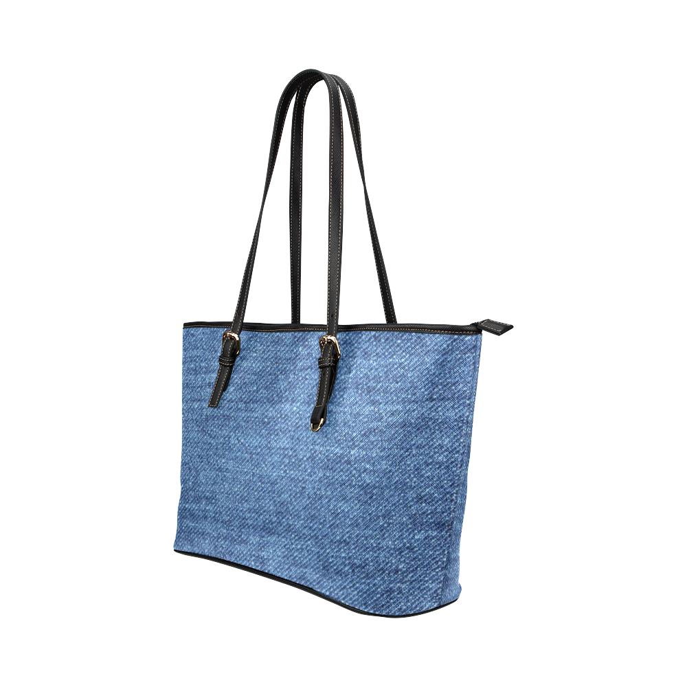 Classic Denim Blue Leather Tote Bag/Small (Model 1651)