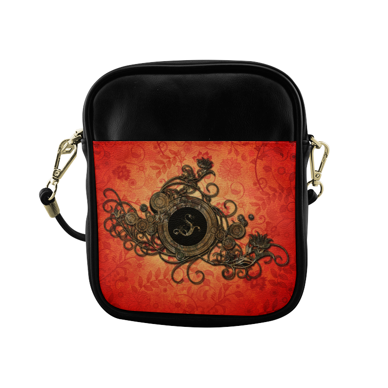 Decorative design, red and black Sling Bag (Model 1627)