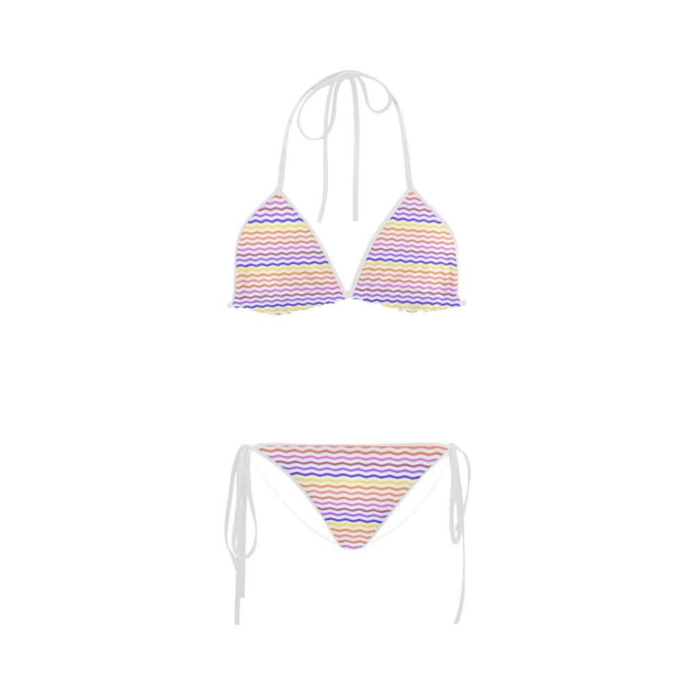 Colorfull Zig Zag Pattern Chevron White Custom Bikini Swimsuit