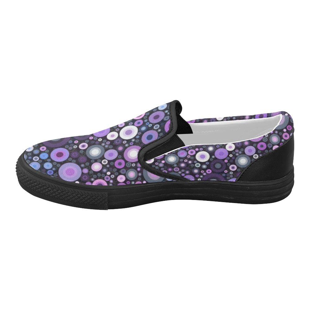 Lavender Bubbles At Midnight Women's Slip-on Canvas Shoes (Model 019)