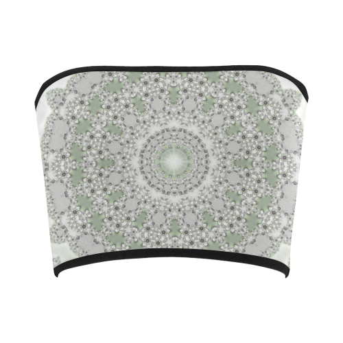 Kaleidoscope Fractal Mandala Frame Grey Green Bandeau Top