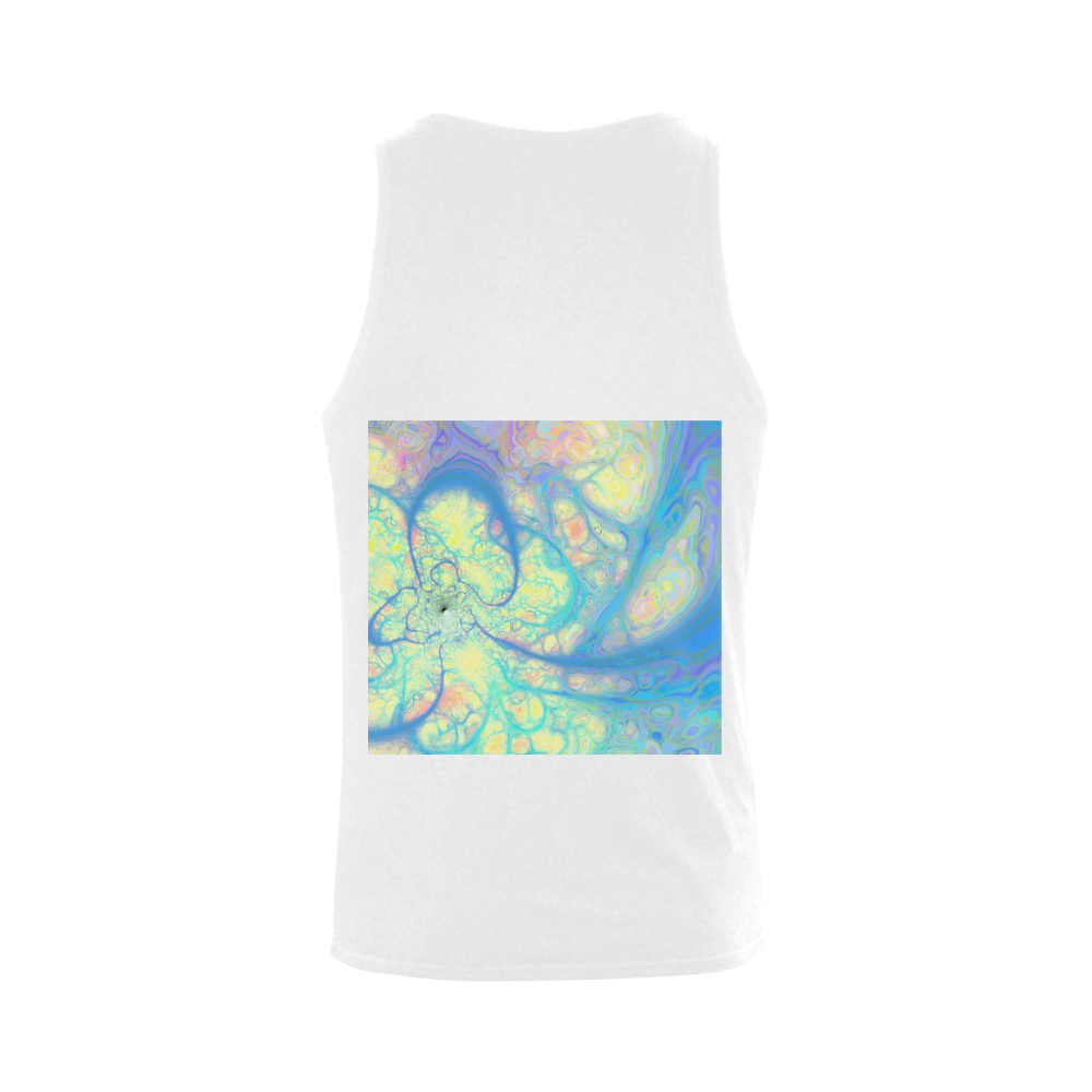 Blue Angel, Abstract Cosmic Azure Lemon Men's Shoulder-Free Tank Top (Model T33)