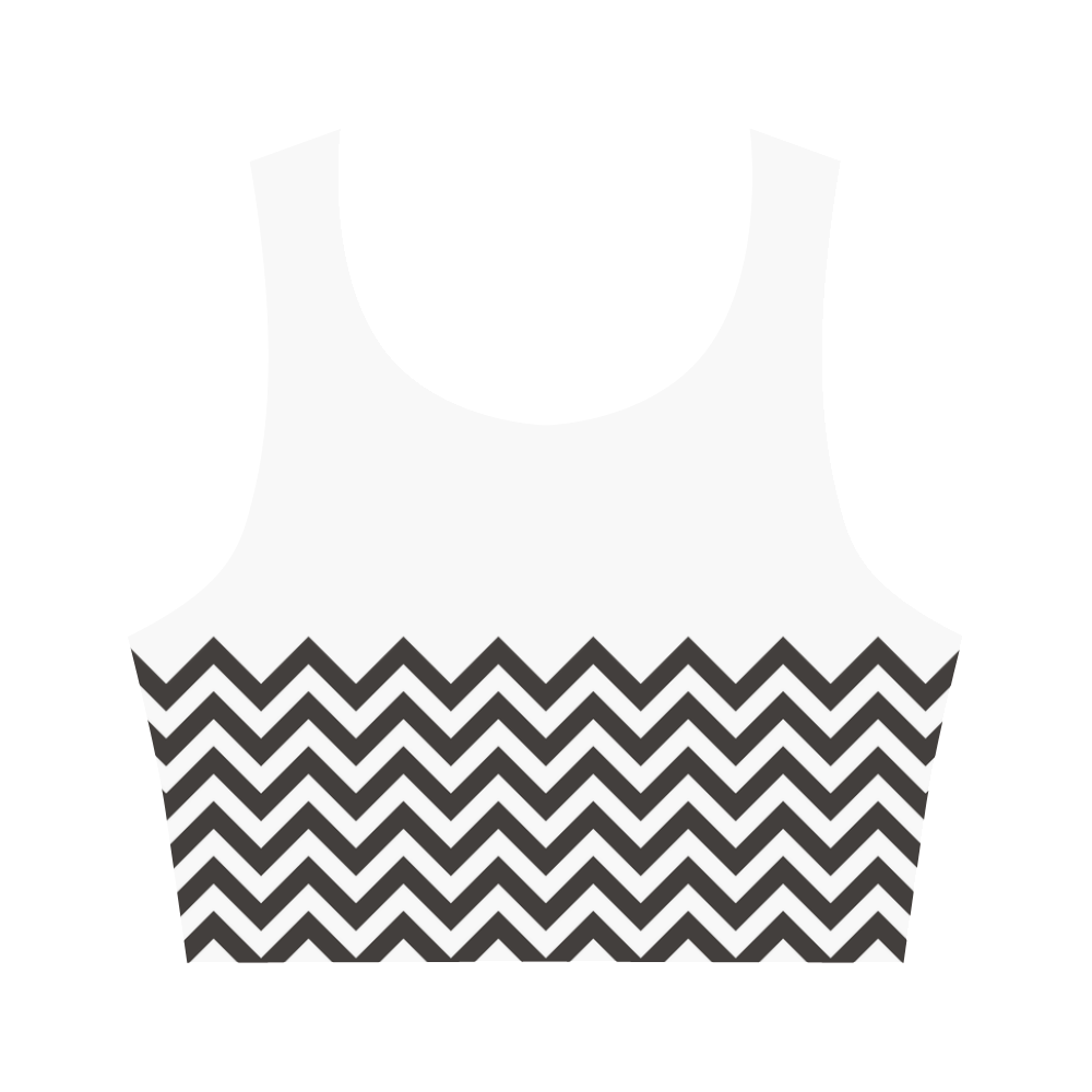 HIPSTER zigzag chevron pattern black & white Women's Crop Top (Model T42)