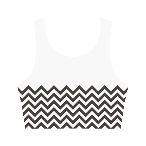 HIPSTER zigzag chevron pattern black & white Women's Crop Top (Model T42)