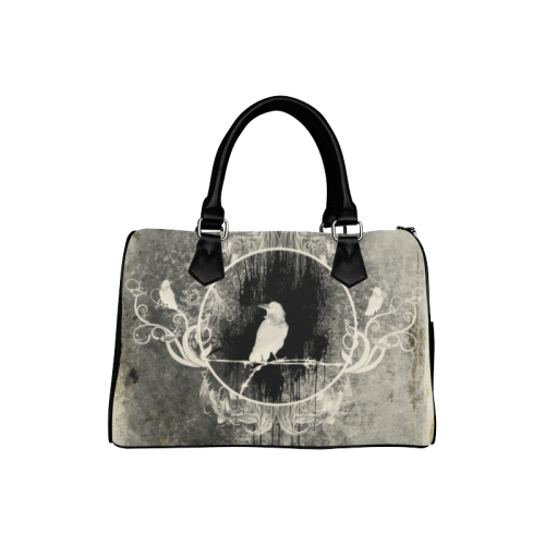 The crow with flowers, vintage design Boston Handbag (Model 1621)