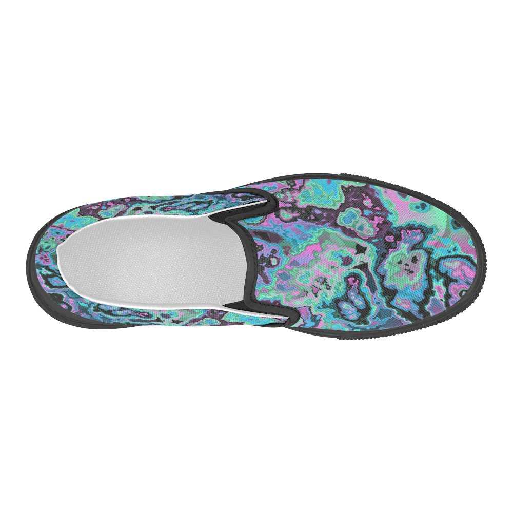 blue green pink purple Women's Slip-on Canvas Shoes (Model 019)