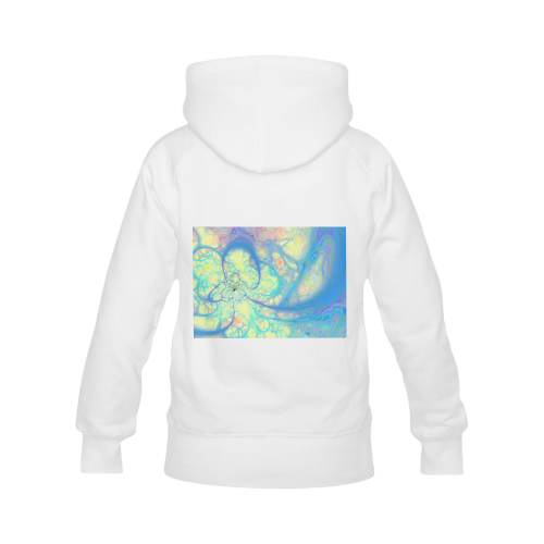 Blue Angel, Abstract Cosmic Azure Lemon Women's Classic Hoodies (Model H07)