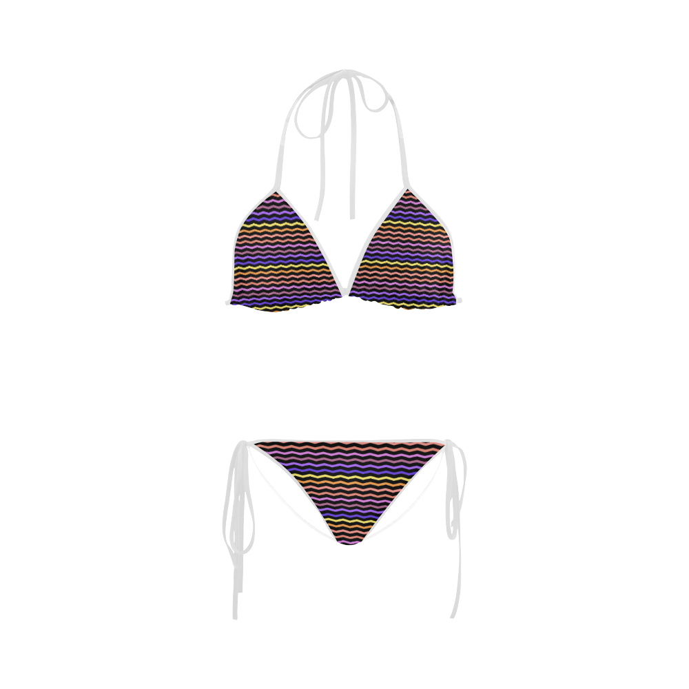 Colorfull Zig Zag Pattern Chevron Black Custom Bikini Swimsuit