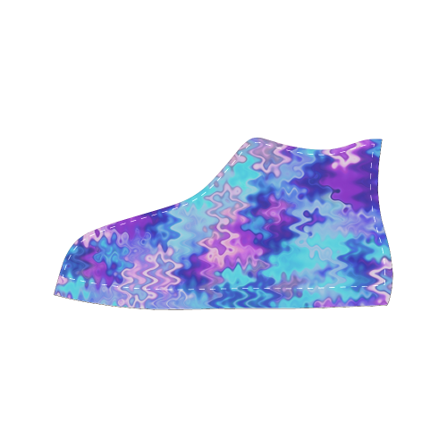 Blue Purple Marble Waves Women's Classic High Top Canvas Shoes (Model 017)