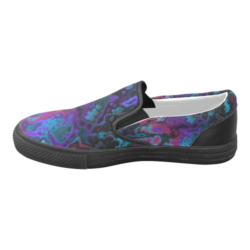 black blue pink purple abstract Women's Unusual Slip-on Canvas Shoes (Model 019)