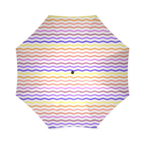 Colorfull Zig Zag Pattern Chevron White Foldable Umbrella (Model U01)