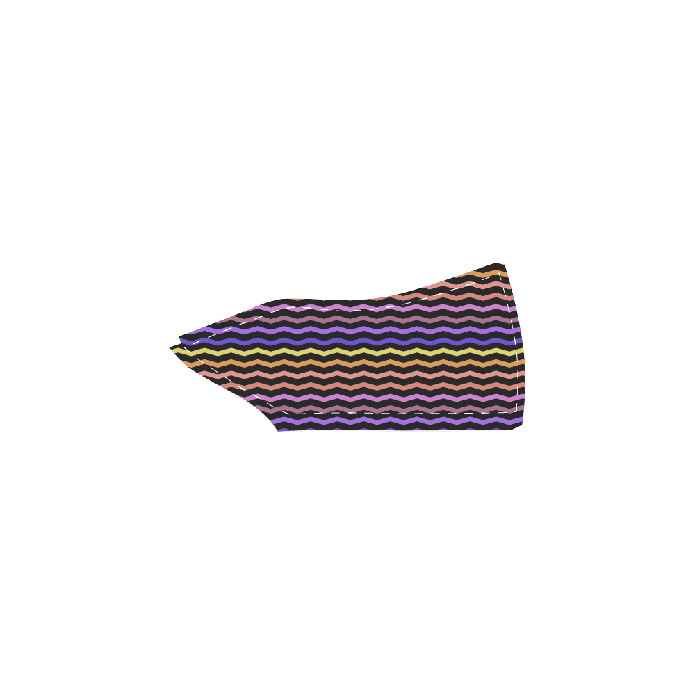 Colorfull Chevron Zig Zag Pattern Black Women's Slip-on Canvas Shoes (Model 019)