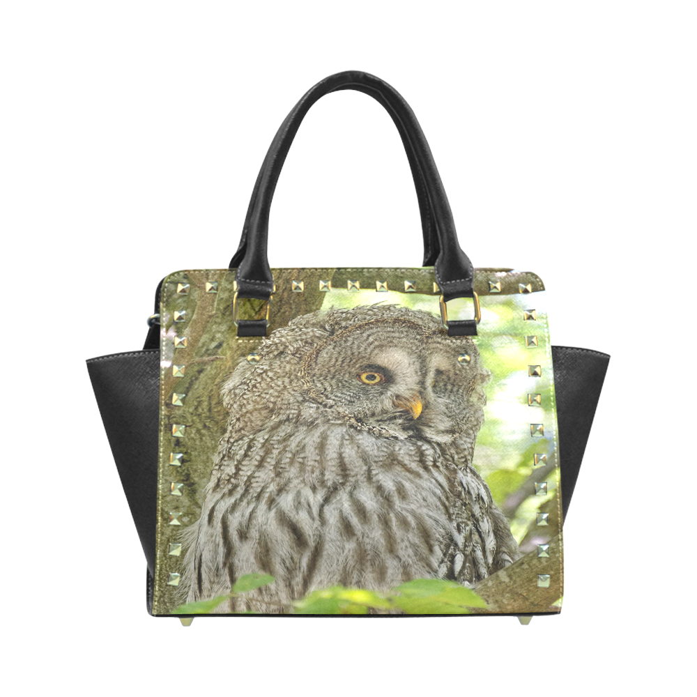 Adorable Little Owl Rivet Shoulder Handbag (Model 1645)