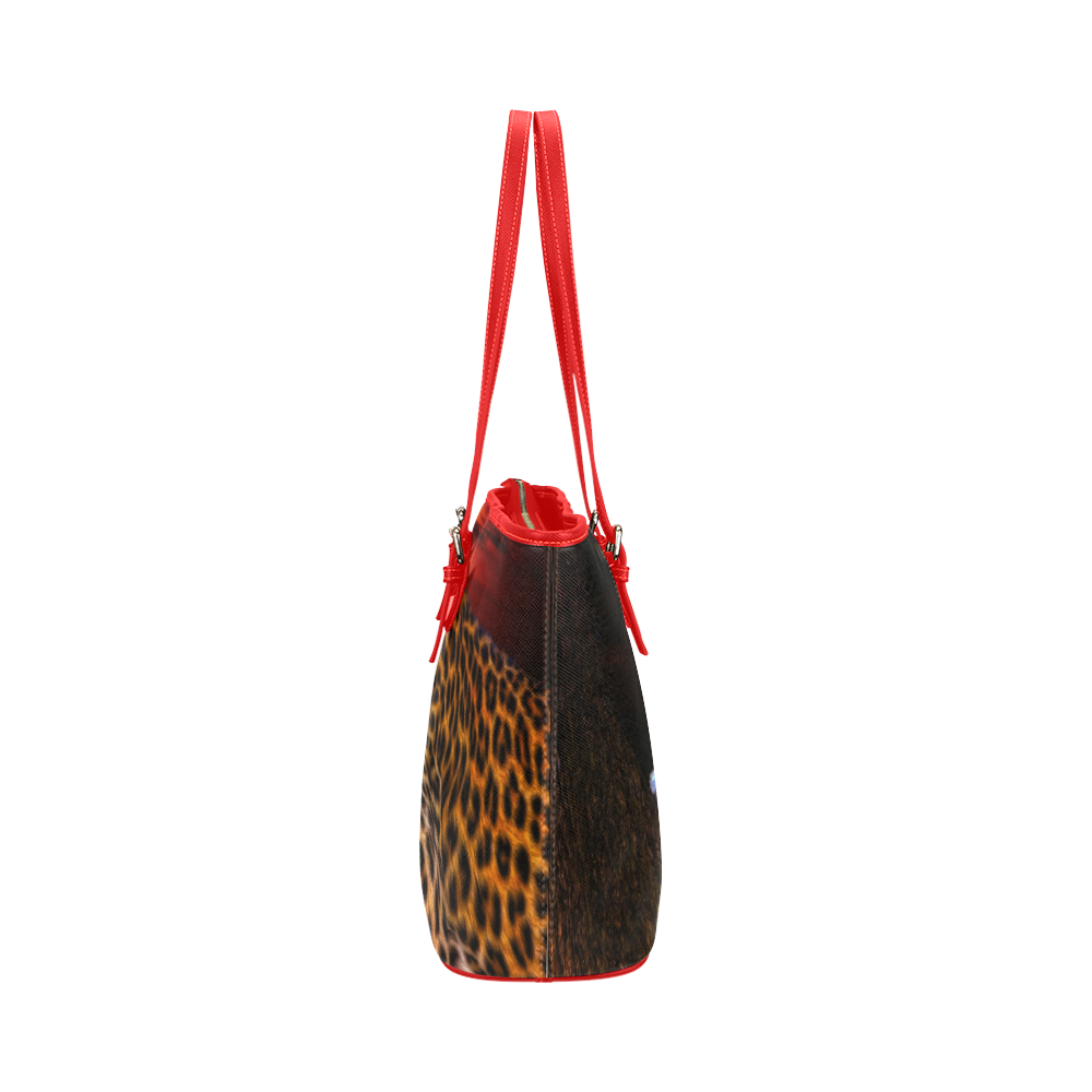 Leopard Sunset Leather Tote Bag/Large (Model 1651)