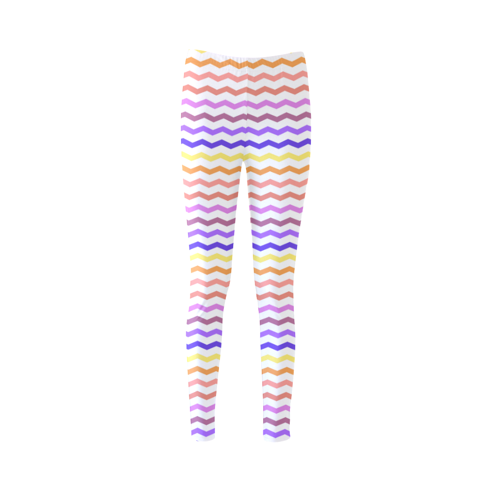 Colorfull Zig Zag Pattern Chevron White Cassandra Women's Leggings (Model L01)