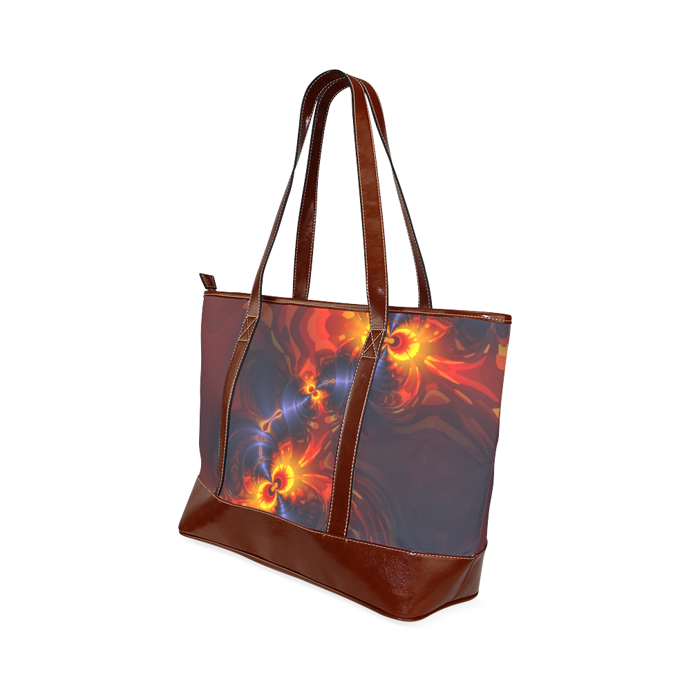 Butterfly Eyes, Abstract Violet Gold Wings Tote Handbag (Model 1642)