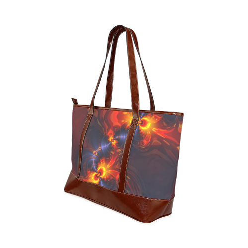 Butterfly Eyes, Abstract Violet Gold Wings Tote Handbag (Model 1642)