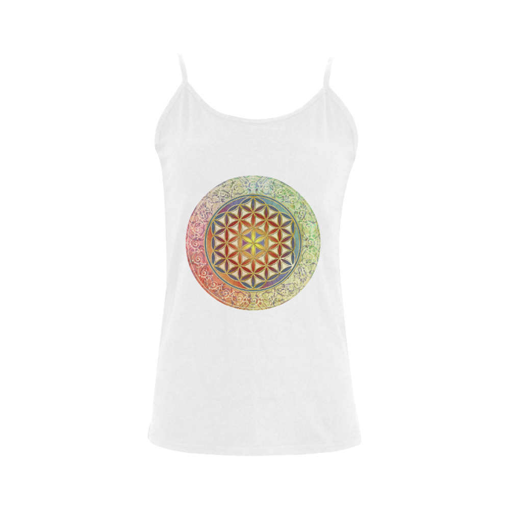 FLOWER OF LIFE vintage ornaments green red Women's Spaghetti Top (USA Size) (Model T34)