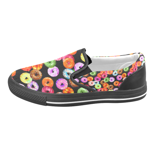 Colorful Yummy DONUTS pattern Men's Slip-on Canvas Shoes (Model 019)