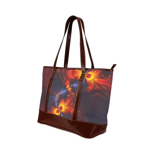 Butterfly Eyes, Abstract Violet Gold Wings Tote Handbag (Model 1642)