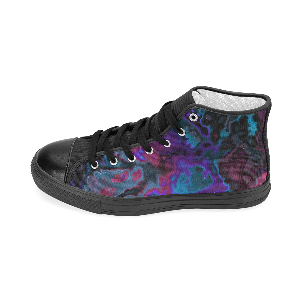 black blue pink purple abstract Women's Classic High Top Canvas Shoes (Model 017)