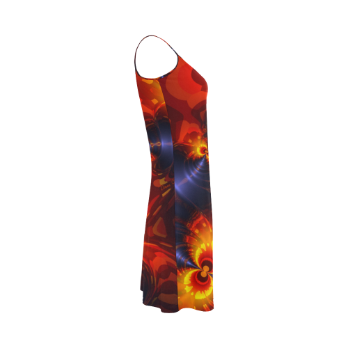 Butterfly Eyes, Abstract Violet Gold Wings Alcestis Slip Dress (Model D05)