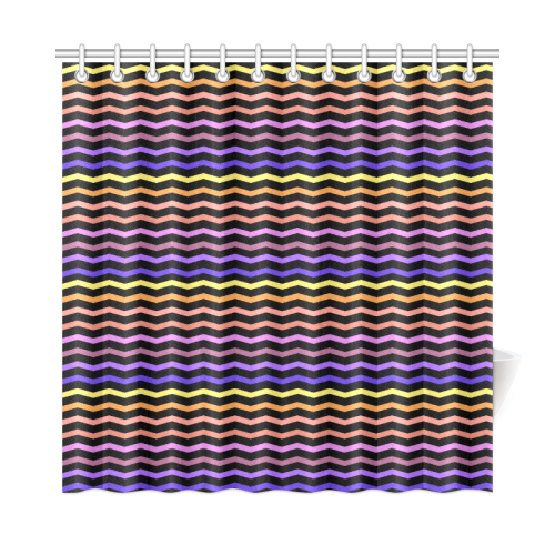 Colorfull Zig Zag Pattern Chevron Black Shower Curtain 72"x72"