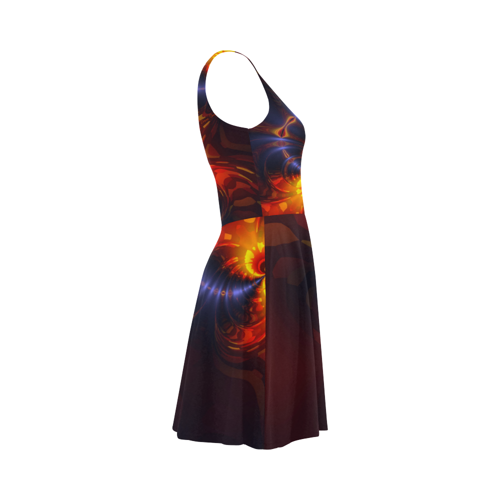 Butterfly Eyes, Abstract Violet Gold Wings Atalanta Sundress (Model D04)