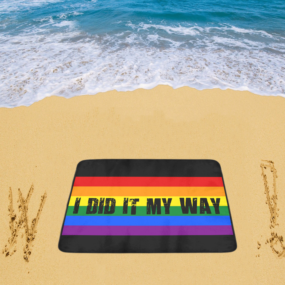 Gay Pride Rainbow Flag Stripes Beach Mat 78"x 60"