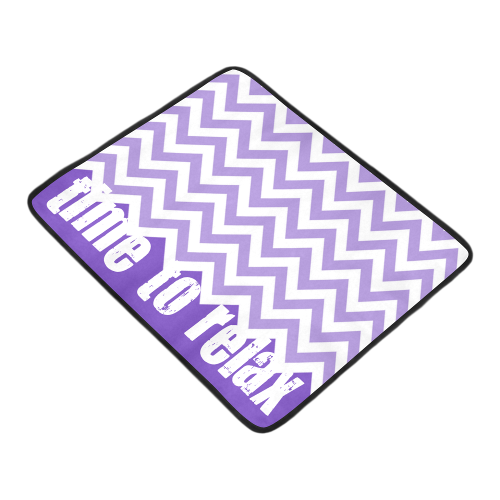 HIPSTER zigzag chevron pattern white + color violet + time to relax Beach Mat 78"x 60"