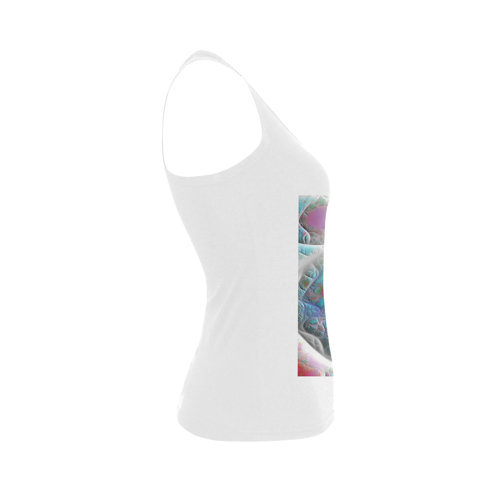 Blue & White Quilt, Abstract Delight Women's Shoulder-Free Tank Top (Model T35)